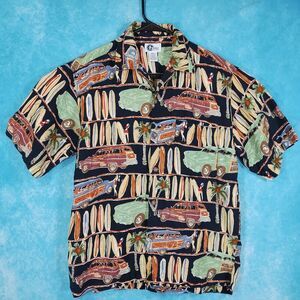 AZ Arizona Men's Hawaiian Shirt, Surfboards, Cars, Ladies, Size Small